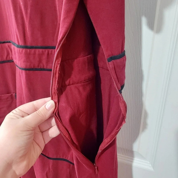 eShakti Contrast Trim Peter Pan Collar Cotton Knit Maxi Dress in Size 3X - 26W - Picture 9 of 10